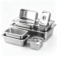 Oulu Kommerzieller GN-Behälter aus SUS201 Edelstahl, 530*325*65mm, Rollrand, stapelbar, für Restaurants und Buffets, 9,3L, Silber, Amerikanisch