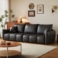 Ensemble de canapés en cuir ciré rétro, style minimaliste moderne, structure en bois massif, écologique, carré, petit et moyen, pour salons
