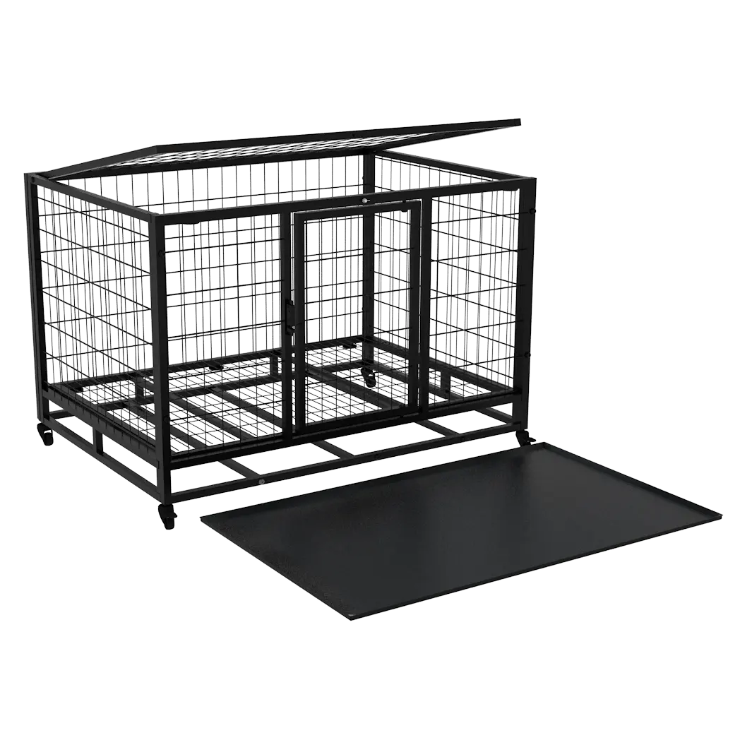 Beliebte 36 Zoll doppeltür faltbares Metall-Hundekäfig Kennel Eisendraht Hundekiste Haustierkäfig