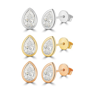 Starsfine Diamant Stud <b>Earring</b> Classic Style Fine jewelry Single Diamante Pendiente 14K Gold Lab Grown Diamond Bezel <b>Earrings</b> - Product Image 1