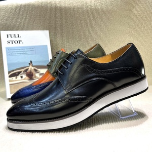 Scarpe eleganti da uomo in vera pelle fatte a mano in vera pelle Casual a punta con lacci per matrimoni in ufficio - Product Image 2