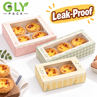 Boîte à tartelettes portugaises personnalisée GLY PACK avec fenêtre et insert de séparation, emballage imprimé pour pâtisseries, desserts à emporter