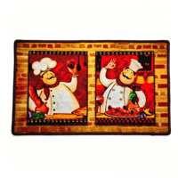 Tapis de cuisine moderne en polyester lavable, motif chef de dessin animé personnalisé en usine, imperméable, antidérapant, avec envers en PVC, résistant à l'huile et à séchage rapide