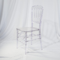 Chaise Chiavari Napoléon en résine transparente moderne pour événements hôteliers et mariages, vente en gros