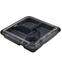 Boîte Bento Robuste en PP WJ8307 Style Américain, 5 Compartiments, Qualité Alimentaire, Jetable, pour Hamburger, Traiteur