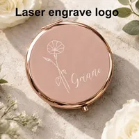 Custom Logo Round Pocket Glass Metal Frame Double-Sided Magnifier Makeup Mirror Portable Compact Wedding Party Gift
