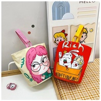 Sac fourre-tout en toile avec illustration de dessin animé, motif animal ou fruit mignon, petit sac à main réutilisable, portable, tendance, toutes saisons, pour usage quotidien et extérieur