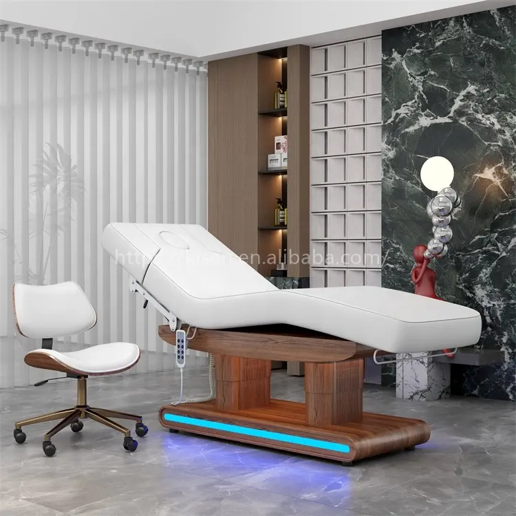 Siman elétrico chicote cadeira beleza cama com 4 motores opional aquecimento função pé controle branco moderno salão mobiliário equipamentos