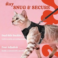 Harnais Réfléchissant Ajustable et Respirant pour Chat avec Décoration Écharpe, en Nylon Doux et Maille, Petite Taille pour la Marche et l'Entraînement en Extérieur