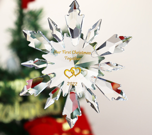 Adorno de Cristal con Copo de Nieve Grabado con Logotipo Personalizado, Decoración Navideña Familiar Personalizada para Niños, Regalo Navideño - Product Image 5
