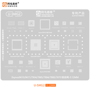 แม่แบบรีบอลลิ่ง BGA สำหรับซีพียู/แรม Exynos ซีรีส์ 8895/7870/3475/9610/990 E8825 RAM496/556 IF/RF/PA/Power/Wifi ชิปเซ็ตมาตรฐาน - Product Image 4