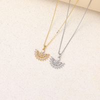 Collier pendentif en laiton plaqué or 18 carats de haute qualité pour femme, avec pierre précieuse délicate, chaîne à maillons en acier inoxydable, zircon, nouveau design, idéal pour les fêtes