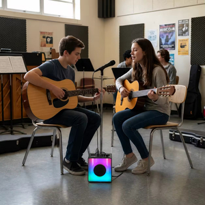 Enceinte portable avec lumières LED RGB, woofer de 4 pouces, système de karaoké sans fil pour la lecture de musique en intérieur - Product Image 1