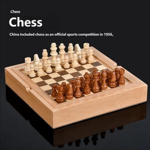 Juego de mesa superior y versátil 5 en 1 con estuche de madera de haya que incluye ajedrez, damas y palitos para jugar en interiores. - Product Image 4