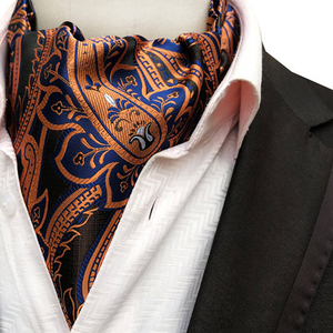 Stripe Checkered Jacquard Silk Cravat Ascot Tie for Men Wedding Party Cravat Scarf - Product Image 2