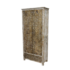 Armoire en bois massif robuste avec portes doubles, armoire de rangement spacieuse pour chambre à coucher avec finition durable - Product Image 2