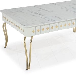 Mesa de Centro Moderna con Tapa de Mármol y Estructura Metálica Resistente para Sala de Estar - Product Image 1