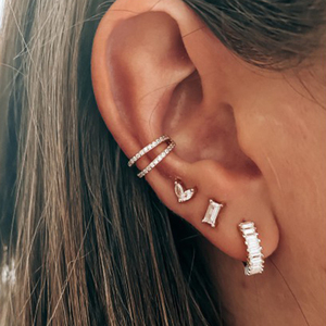 Boucles d'oreilles rectangulaires en argent sterling S925 avec zircon noir, clous d'oreilles en argent assortis à toutes les tenues pour femmes - Product Image 6