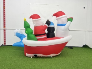 Pupazzo di Neve Gonfiabile Natalizio di 2,4 Metri con Babbo Natale su una Barca da Pesca, Decorazione Natalizia Gonfiabile da Giardino - Product Image 3