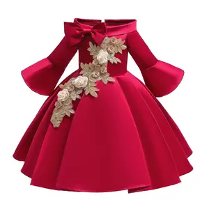 Новый стиль, вечерние свадебные платья с длинным рукавом для девочек с цветами, платья для маленьких девочек на выпускной