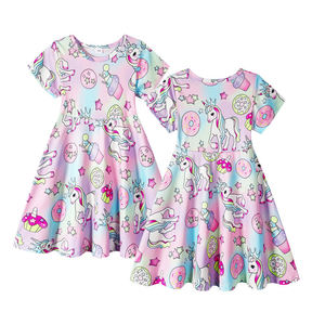 Vestito da <span class=keywords><strong>bambina</strong></span> a maniche corte con fiori, abbigliamento estivo per bambini, vestito da principessa per bambini, costume da <span class=keywords><strong>unicorno</strong></span> per ragazze di Halloween - Product Image 2