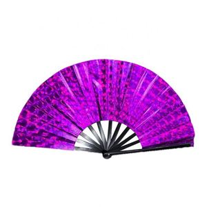 Custom Holographic Printed Logo13 Inch Large Hand Fan Fabric Folding Fan for Promotional <b>Gift</b> - Product Image 4
