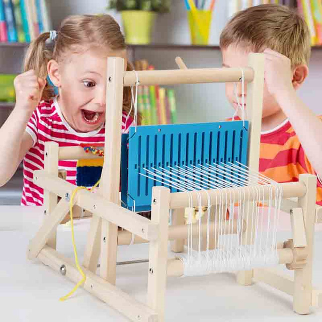 Children's Wooden Loom Spinning Knitting Machine Mini Handmade DIY Educational Toy for 4-6 Year Old Girls