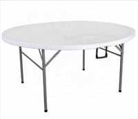 Table pliante en plastique, siège de 6 pieds, table ronde, pour mariage, banquet en plein air