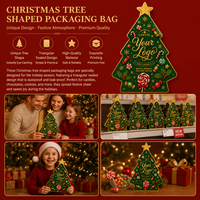 Sachet d'emballage pour grains de café, recyclable, de qualité alimentaire, à huit soudures latérales, pour coffrets cadeaux de Noël et de fêtes