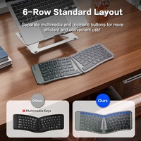 Clavier ergonomique sans fil JOMAA, clavier divisé BT+2.4g pliable, rechargeable USB-C, clavier portable de voyage pour bureau, compatible avec Windows/PC