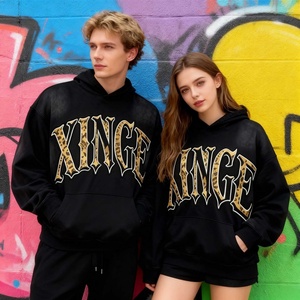 Nouveau Hoodie Homme Personnalisé Printemps 2026 Léger avec Broderie et Imprimé Lettres Patchwork, Coupe Oversize Boxy, Effet Délavé et Vieilli - Product Image 3