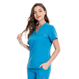 Conjuntos de Uniformes Médicos Unisex, Pantalones Largos de Tela Elástica Tejida, Cómodos, de Manga Corta, Ropa de Trabajo para Enfermeras - Product Image 3