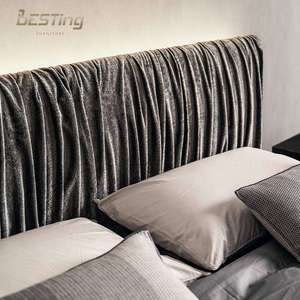 <span class=keywords><strong>Letto</strong></span> matrimoniale moderno con testiera in pelle plissettata orizzontale delicata con luce notturna a LED piccoli letti levitanti - Product Image 3