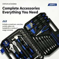 Boîte à outils multifonctionnelle de 200 pièces pour la réparation à domicile avec poignée antidérapante bleue, outils pour une utilisation multi-scènes