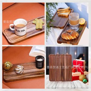 Japanese Style Rectangular Wooden <b>Tray</b> Acacia Wood For Desserts Fruits Coffee <b>Tea</b> Serving - Product Image 2
