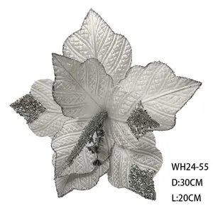 Toptan 30cm Xmas dekor yapay Glitter noel çiçekler süslemeleri