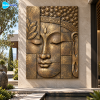 Sculpture murale Bouddha en bronze Zen, moulée à la cire perdue, décoration religieuse en métal, sur mesure pour villa, hôtel, spa, cour, jardin de méditation
