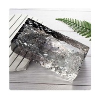 Briques de verre noires, blocs de verre décoratifs en forme de cristal de glace, fournisseurs de briques de verre avec prix de gros, mur en briques de verre solides