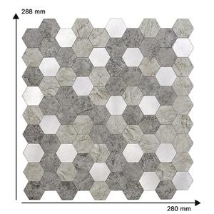 Carrelage mural auto-adhésif en PVC et aluminium, 1 pièce, marron, hexagone, étanche, carrelage effet mosaïque, arrière-plan - Product Image 2