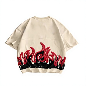 Camiseta Oversize Personalizada al por Mayor de Algodón Mezclado con Hombros Caídos, Estilo Casual de Cuello Redondo, Diseño con Estampado Puff, Camiseta Corta de Gran Gramaje - Product Image 2