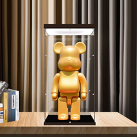 Boîte de présentation en acrylique pour figurines Bearbrick LED, boîte de rangement anti-poussière pour figurines avec lumière