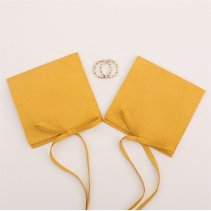 Ginger Yellow Microfiber Jewelry Pouch Bags Velvet Ring <b>Bracelet</b> Necklace Packaging Pouch With logo - Product Image 1
