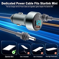 Pour Starlink Mini 2 : Chargeur de voiture et câble d'alimentation CC de 3 m avec adaptateur allume-cigare 12V-24V, affichage numérique, ports 30W et 45W