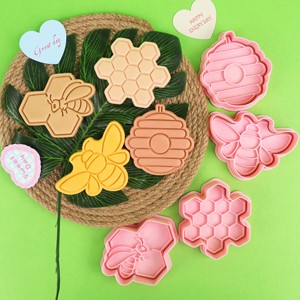<span class=keywords><strong>Emporte</strong></span>-pièces en plastique série <span class=keywords><strong>Abeille</strong></span>, motif nid d'<span class=keywords><strong>abeille</strong></span> 3D, moule à biscuits DIY écologique pour fêtes - Product Image 5
