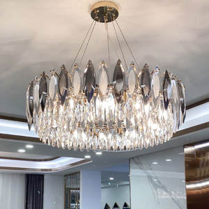 European Living Room Hanging <b>Lights</b> Modern smoke grey <b>Crystal</b> Round <b>Crystal</b> Luxury <b>Chandelier</b> - Product Image 1