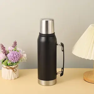 1L 1.4L 1.9L Stainless Steel Thermos With Cup Double Wall Vacuum Insulated Water Bottle For Travel Coffee Thermoses With Handle