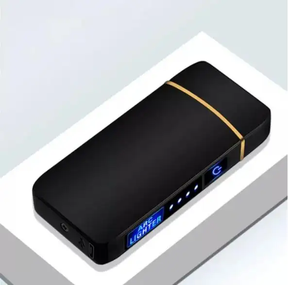 Pocket Metal Led Batterij Indicatie Elektrische Aansteker Winddicht Vlamloze Aansteker Usb Oplaadbare Aansteker