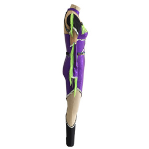 <span class=keywords><strong>Combinaison</strong></span> de danse majorette à franges vert néon violet, en maille à sequins découpée, à manches longues, pour spectacle sur scène - Product Image 2