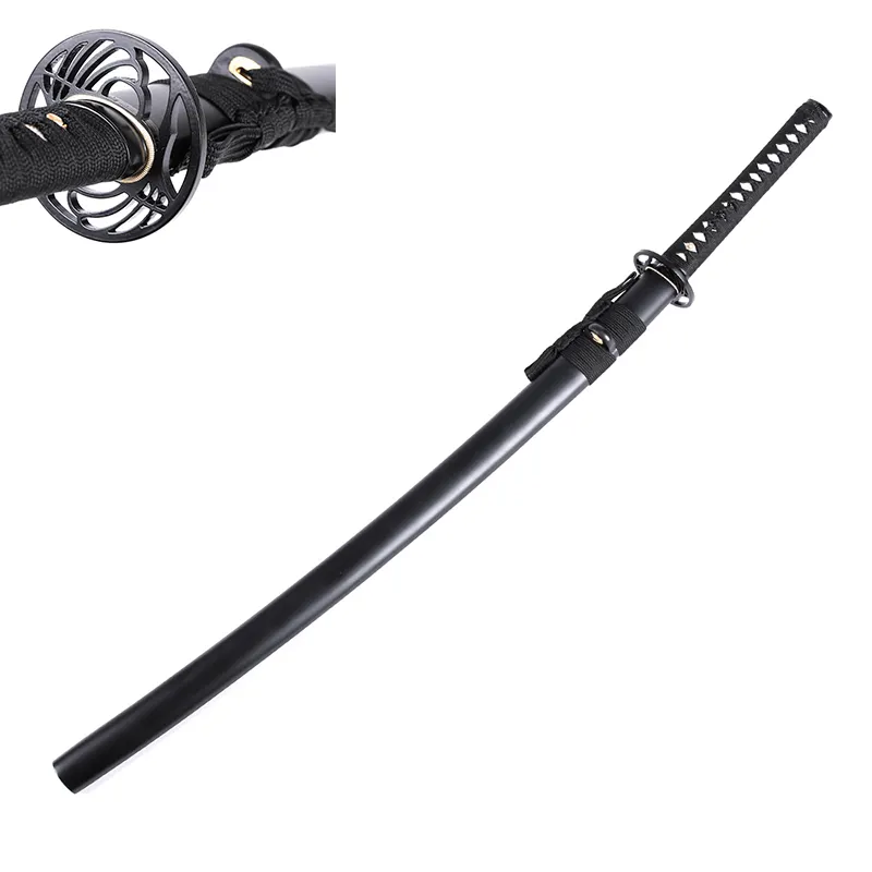 Großhandel Schwarz Griff Japanischen Ninja Katana Samurai Schwert