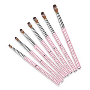Stylo de modelage professionnel pour ongles en cristal liquide, avec tige métallique rose, poils Kolinsky et manche en bois, outil d'extension d'ongles - Product Image 4